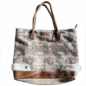 Sixtease Leather & Canvas Upcycled  Concealed Carry Tote Bag